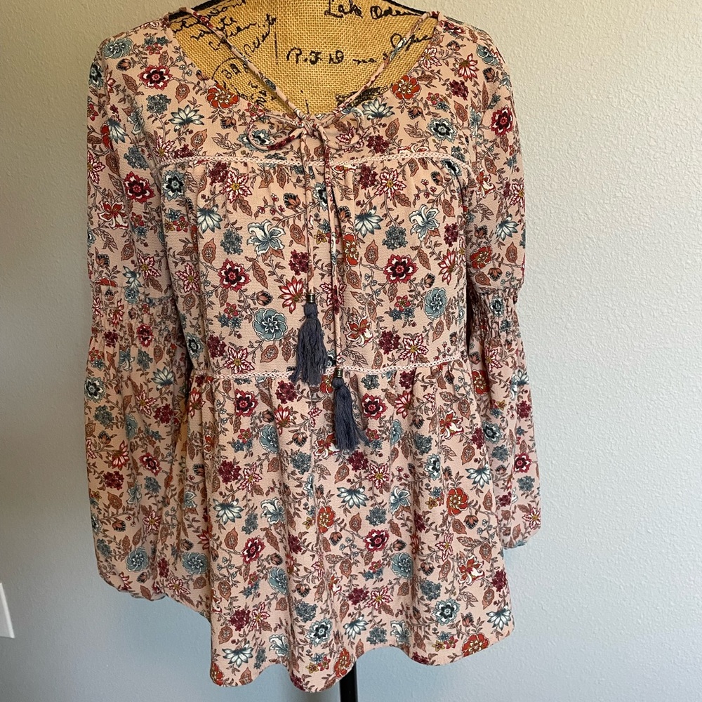 Knox Rose Floral Blouse - Cream and Red